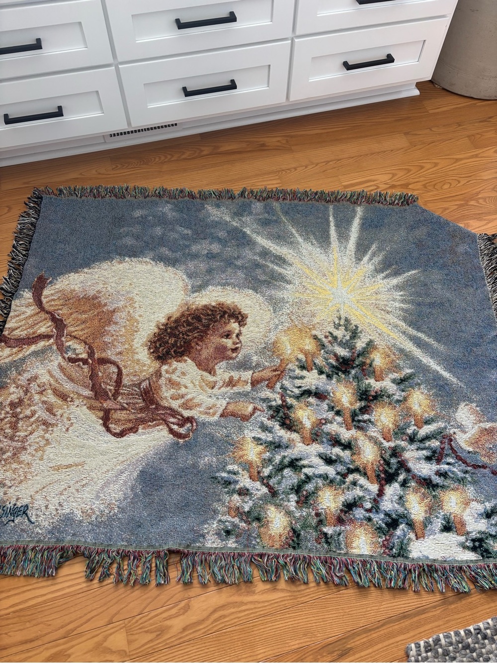 Angel Tapestry throw blanket Christmas tree